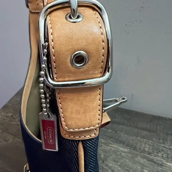 Coach J3K 8932 Y2K Denim and Tan leather Hobo Bag with red tag EUC - Picture 14 of 16